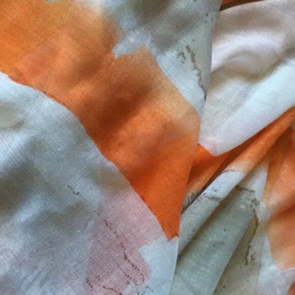 Vex Collection Beautiful Watercolour Wash Scarf In Orange, White & Grey - Picture 13 of 13